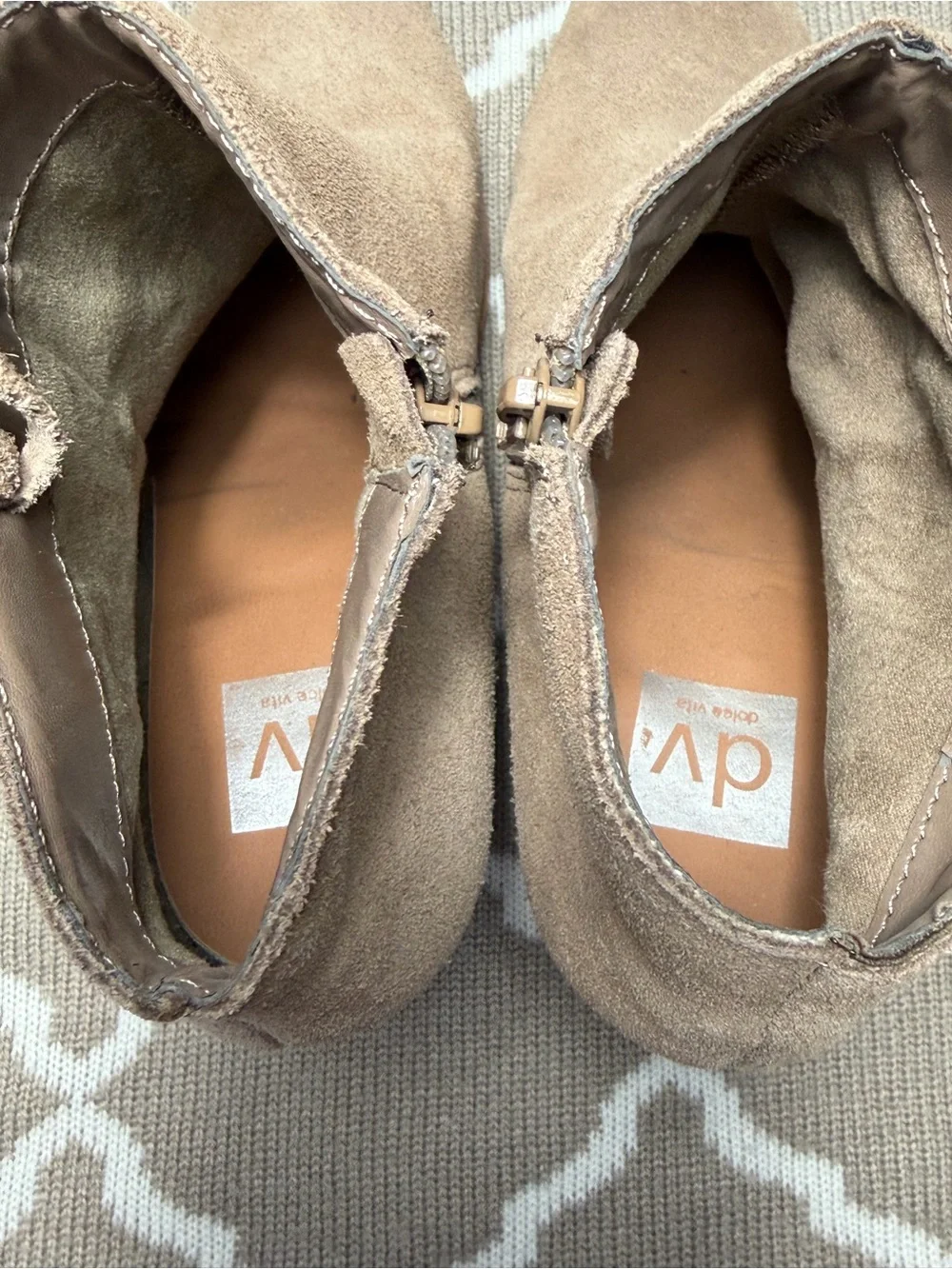 Dolce Vita Taupe Suede Fringe Ankle Booties